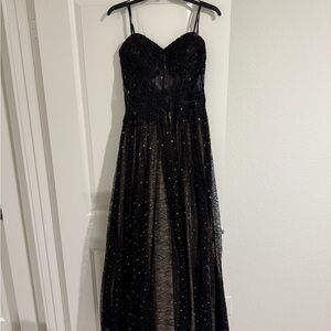 Betsy & Adam Black Gown with Gold Details